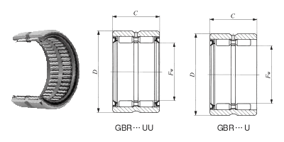 英制滾針軸承，帶密封，帶內圈GBR I 365628UU圖紙