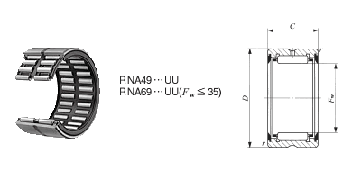 滾針軸承，帶密封RNA 4911UU圖紙