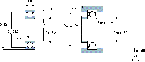 SKF16002-Z軸承圖紙