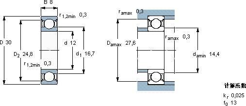 SKF16101-2Z軸承圖紙