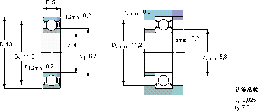 SKF624-2Z軸承圖紙