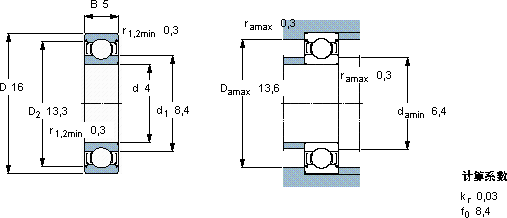 SKF634-2Z軸承圖紙