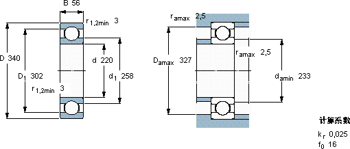 SKF6044 M軸承圖紙