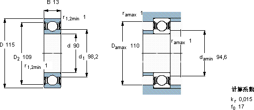 SKF61818-2RS1軸承圖紙