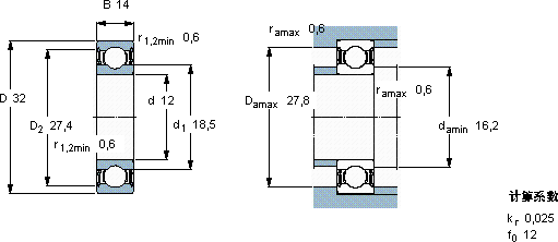 SKF62201-2RS1軸承圖紙
