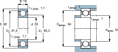SKF6011-2Z/VA201軸承圖紙