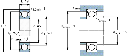 SKF6209-2Z/VA201軸承圖紙