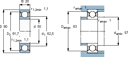 SKF6210-2Z/VA201軸承圖紙