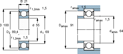 SKF6211-2Z/VA201軸承圖紙