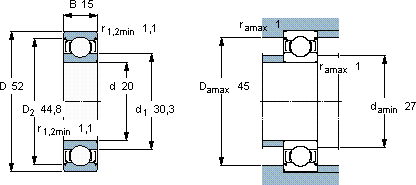 SKF6304-2Z/VA201軸承圖紙
