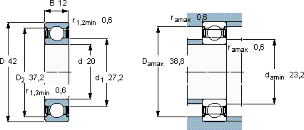 SKF6004-2Z/VA208軸承圖紙