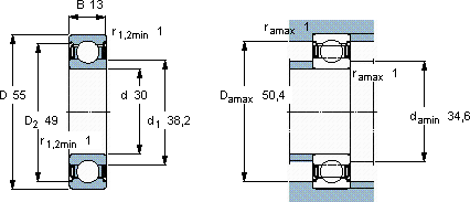 SKF6006-2Z/VA208軸承圖紙