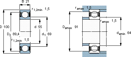 SKF6211-2Z/VA208軸承圖紙