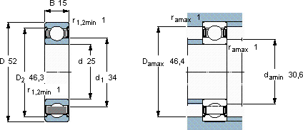 SKF6205-2Z/VA228軸承圖紙