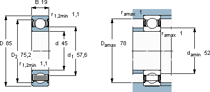 SKF6209-2Z/VA228軸承圖紙