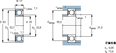 SKF305-Z軸承圖紙