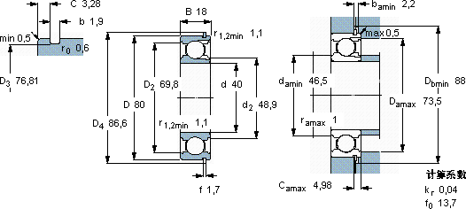 SKF208 NR軸承圖紙
