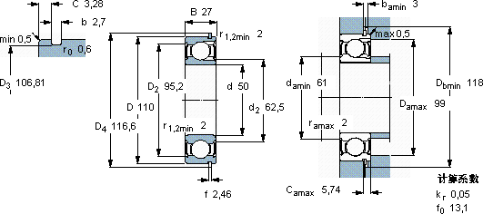 SKF310-2ZNR軸承圖紙