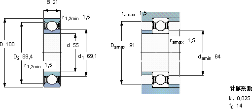 SKF6211-2RS1 *軸承圖紙