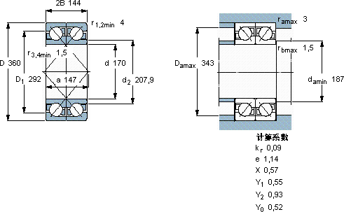 SKF2 x 7334 BCBM軸承圖紙