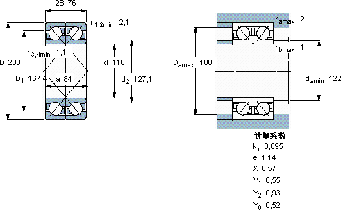 SKF2 x 7222 BEGAF軸承圖紙