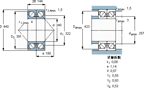SKF2 x 7248 BCBM軸承圖紙