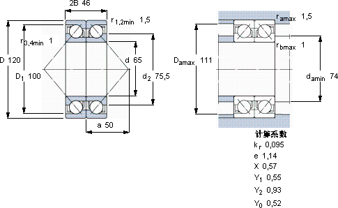 SKF2 x 7213 BECBJ軸承圖紙