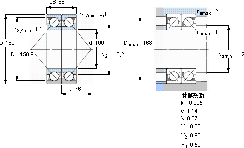 SKF2 x 7220 BECBY軸承圖紙