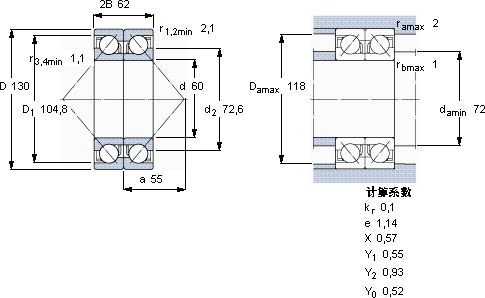 SKF2 x 7312 BECBY軸承圖紙