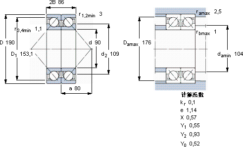 SKF2 x 7318 BECBY軸承圖紙