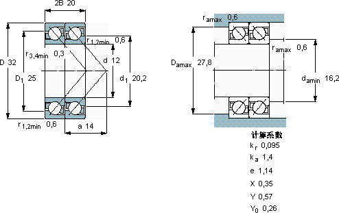SKF2 x 7201 BECBP軸承圖紙