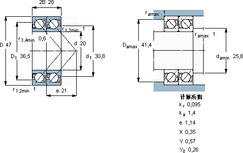 SKF2 x 7204 BECBM軸承圖紙
