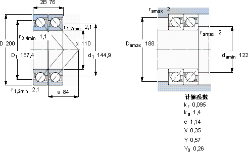 SKF2 x 7222 BECBY軸承圖紙