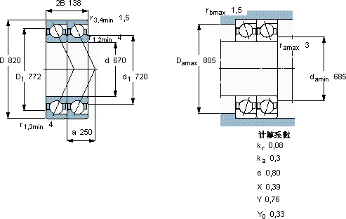 SKF2 x 718/670 AGMB軸承圖紙
