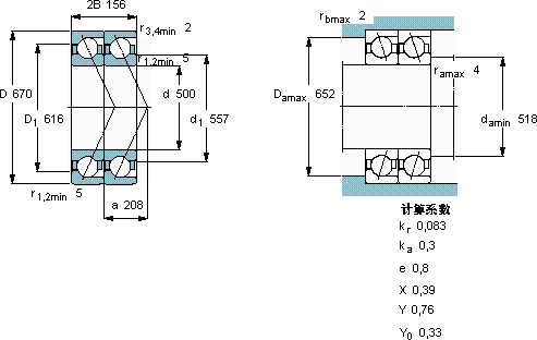 SKF2 x 719/500 AGMB軸承圖紙