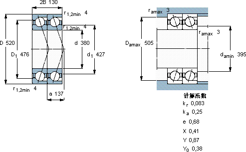 SKF2 x 71976 ACGAMB軸承圖紙