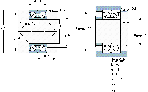 SKF2 x 7306 BEGBP *軸承圖紙