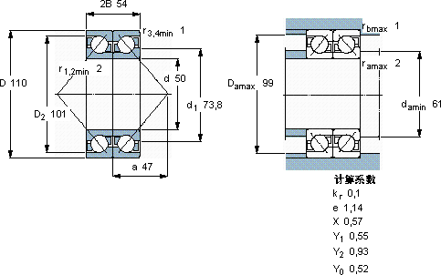 SKF2 x 7310 BECBM *軸承圖紙