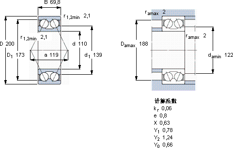 SKF3222 A軸承圖紙
