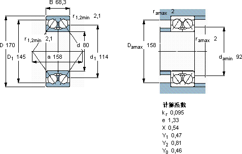 SKF3316 DMA軸承圖紙