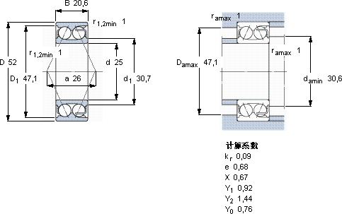 SKF5205 E軸承圖紙
