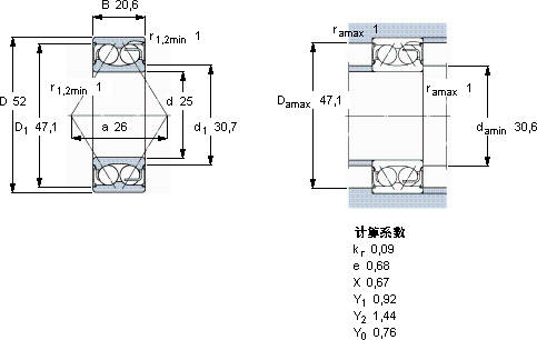 SKF5205 E-2RS1軸承圖紙