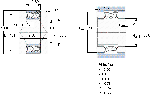 SKF5212 E-2RS1軸承圖紙