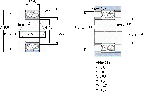 SKF5309 E-2RS1軸承圖紙