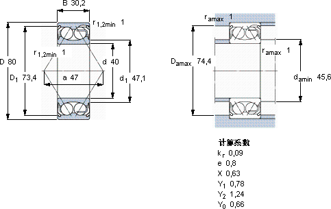 SKF5208 E-2Z軸承圖紙
