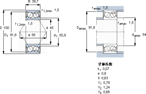 SKF5309 E-2Z軸承圖紙