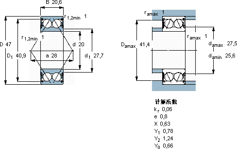 SKF3204 A-2RS1TN9/MT33 *軸承圖紙