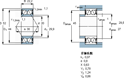 SKF3304 A-2RS1TN9/MT33 *軸承圖紙