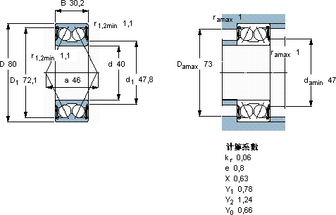 SKF3208 A-2RS1TN9/MT33 *軸承圖紙
