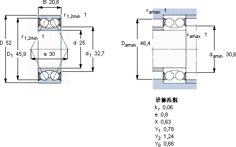 SKF3205 A-2RS1/MT33 *軸承圖紙